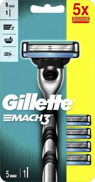 Gillette Mach 3 Start Shaver + 5 Replacement Shaving Blades Мужской станок для бритья + Сменные лезвия 5 шт.
