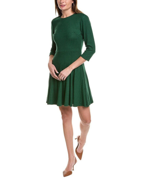 Leota Rib Knit A-Line Dress Women's Green L