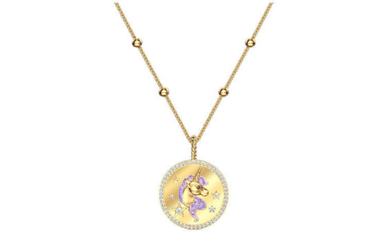 Swarovski 施华洛世奇 独角兽圆盘项链 中码 女款 镀金色/紫色#毛衣链# / Swarovski ожерелье 5566747