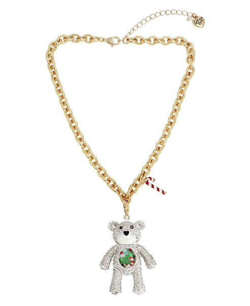 Betsey Johnson faux Stone Bear Convertible Ornament Necklace