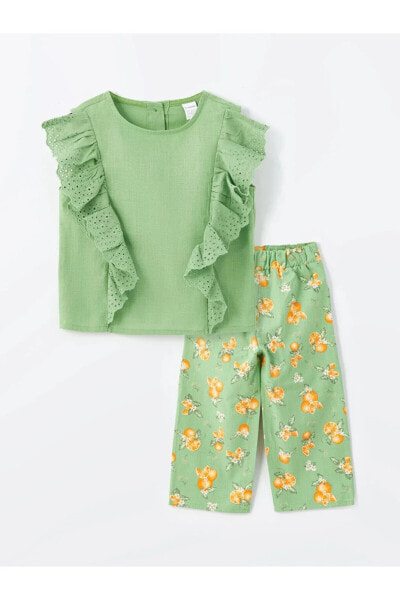 Костюм для малышей LC WAIKIKI Блузка и брюки в комплекте Baby Bisiklet Yaka Kolsuz 2 предмета