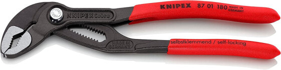 KNIPEX Cobra, Wasserpumpenzange | Rohrzange, Chrom-Vanadium, atramentiert, 180 mm (SB-Karte/Blister), 87 01 180 SB