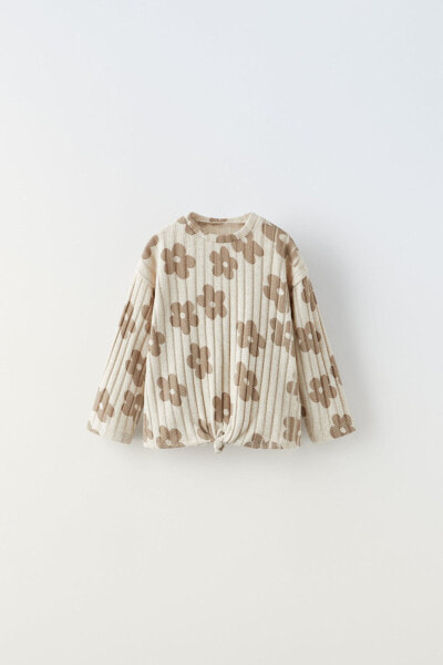 Soft-touch knotted floral t-shirt