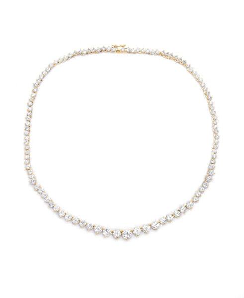 Macy's graduated Cubic Zirconia Tennis Necklace In Silver Plate or Gold Plate