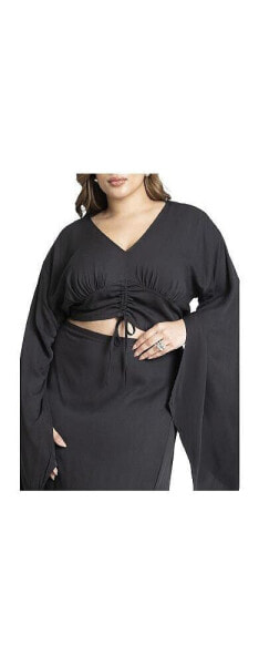 Plus Size Dramatic Sleeve Top - 28, Black Onyx