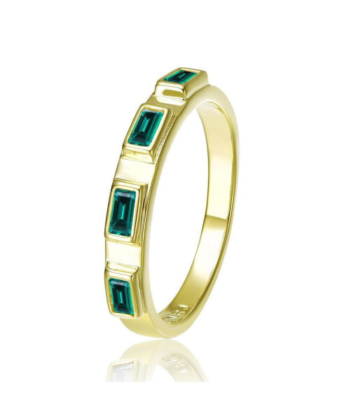 RA 14K Gold Plated Emerald Cubic Zirconia Band Ring