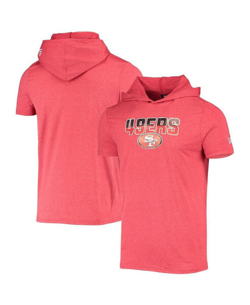 Men's Heathered Red San Francisco 49ers Team Brushed Hoodie T-shirt