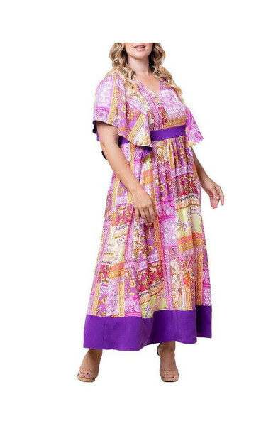 Plus Size Mediterranean Breeze Maxi Dress with Pockets