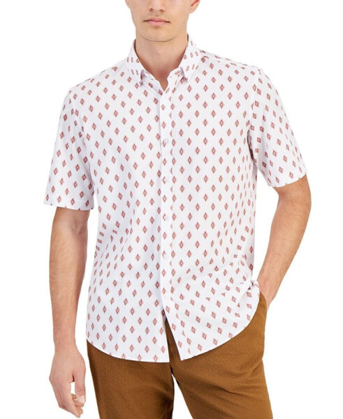 Men's Alfatech Seventy Regular-Fit 4-Way Stretch Geo-Print Button-Down Shirt, Created for Macy's