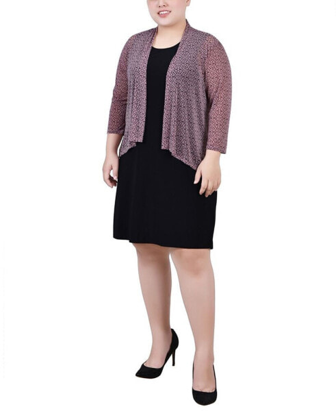 Plus Size Cardigan and Dress Set, 2 Piece