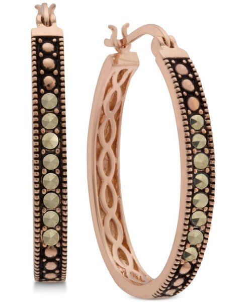 Marcasite Medium Hoop Earrings in Rose Gold-Plate