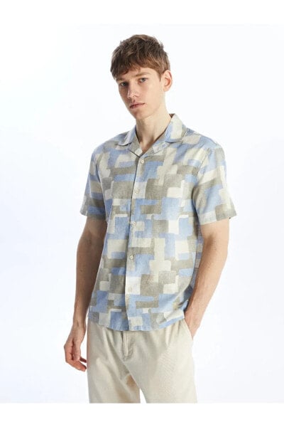 Рубашка мужская LC WAIKIKI Poplin с короткими рукавами и узором Casual Regular Fit