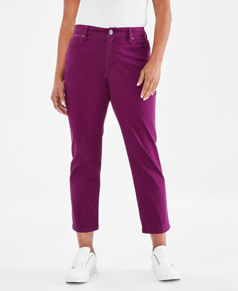 Petite Curvy-Fit Mid Rise Cuffed Capri Jeans, Created for Macy's