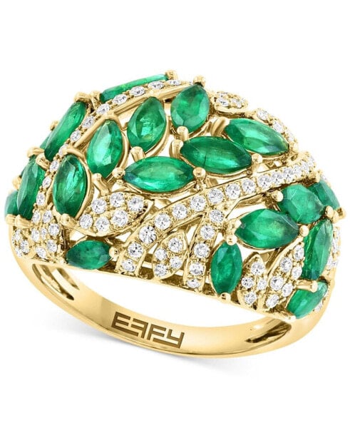 Кольцо EFFY Emerald & Diamond Cluster