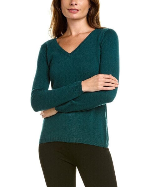 Sofiacashmere Modern V-Neck Cashmere Sweater Women's Green Xs