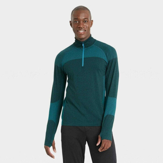 Men's Seamless 1/4 Zip Pullover - All in Motion Turquoise XXL