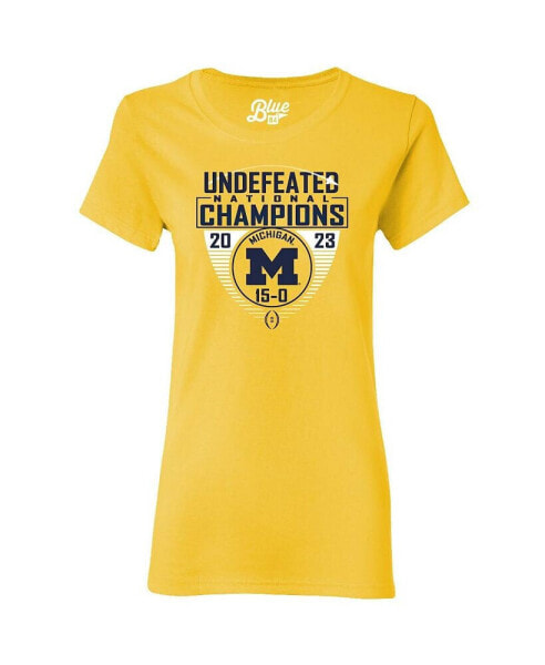 Women's Maize Michigan Wolverines College Football Playoff 2023 National Champions Draft Pick Undefeated T-shirt