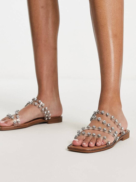 Steve Madden Skyler rhinestone studded sandals in clear