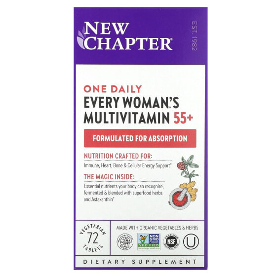 Мультивитамин для женщин New Chapter Every Woman's One Daily 55+, 96 вегетарианских таблеток