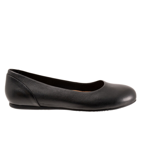 Softwalk Sonoma S1862-013 Womens Black Narrow Leather Ballet Flats Shoes 7