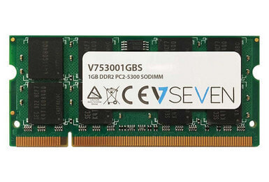 V7 1GB DDR2 PC2-5300 667Mhz SO DIMM Notebook Memory Module - V753001GBS - 1 GB - 1 x 1 GB - DDR2 - 667 MHz - 200-pin SO-DIMM - Green