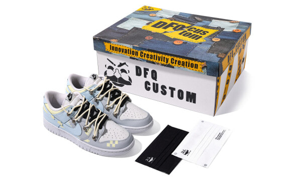 【定制球鞋】 Nike Dunk Low 特殊鞋盒 蓝色星晴 撞色 云朵 涂鸦 简约 低帮 板鞋 男款 蓝灰 / Кроссовки Nike Dunk Low DJ6188-101