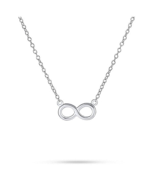 Bling Jewelry delicate Minimalist Romantic Eternity Figure Eight Symbol Love Knot Sideways Infinity Pendant Necklace For Women Girlfriend Teen .925 Sterling Silver