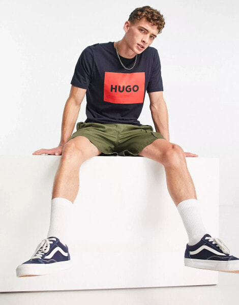 Hugo large box logo t-shirt in navy