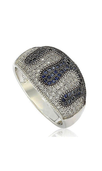 Suzy Levian Sterling Silver Cubic Zirconia Pave Blue Wave Ring
