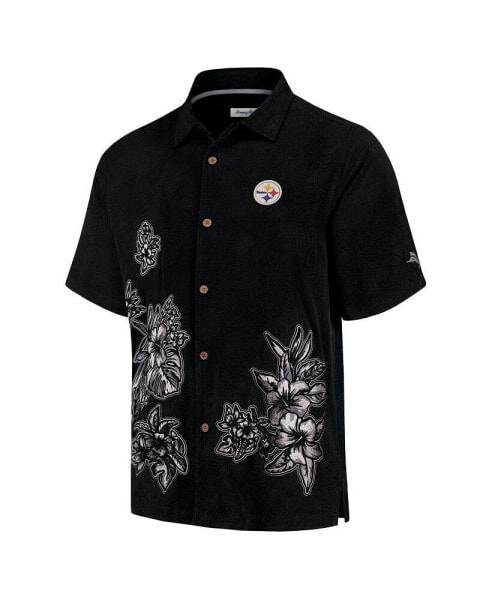 Men's Black Pittsburgh Steelers Hibiscus Camp Button-Up Shirt