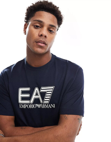 EA7 t-shirt with large chest logo in navy