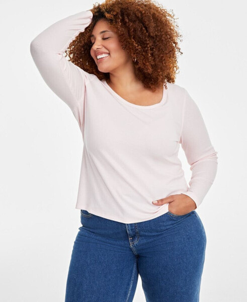 Plus Size Scoop-Neck Top, Created for Macy's