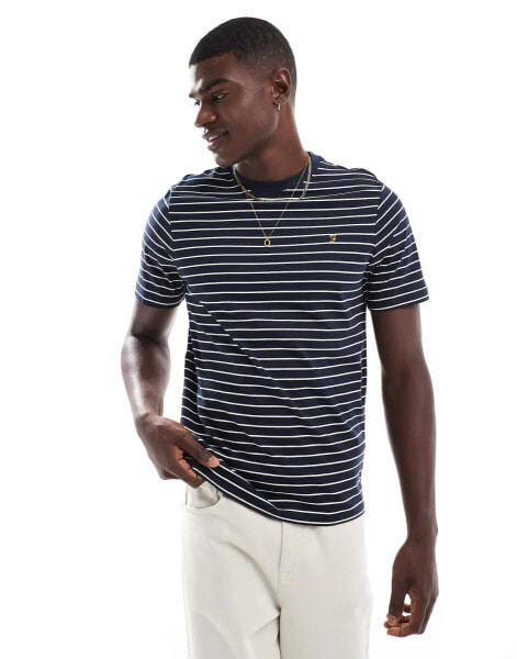 Farah Oakland striped cotton t-shirt in navy