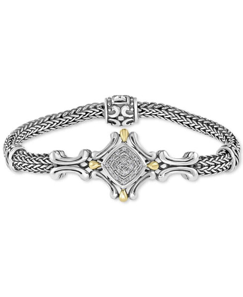 EFFY® Diamond Cluster Antique-Look Bracelet (1/10 ct. t.w.) in Sterling Silver & 18k Gold