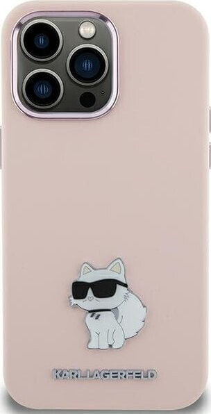 Karl Lagerfeld Karl Lagerfeld KLHCP15SSMHCNPP iPhone 15 6.1" różowy/pink Silicone Choupette Metal Pin