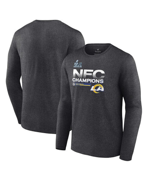 Men's Heathered Charcoal Los Angeles Rams 2021 NFC Champions Locker Room Trophy Collection Long Sleeve T-shirt
