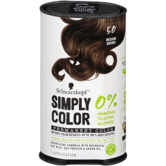 Schwarzkopf Simply Color Permanent Hair Color Medium Brown 5.0 Перманентная краска для волос без аммиака Средний каштановый