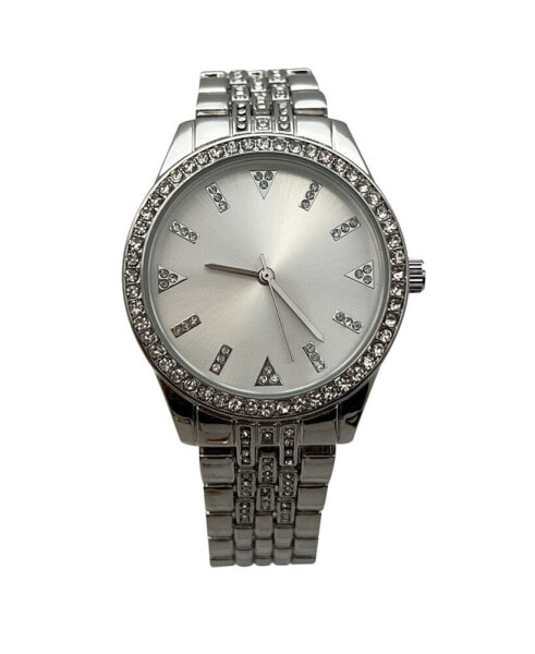 Silver Rhinestones Metal Band Women Watch