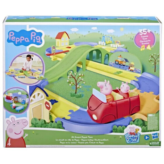 Игровой набор Peppa Pig Пеппа и городской паркур со сменяемыми дорогами, включая машинку и 1 фигурку, +35 звуков, от 3 лет