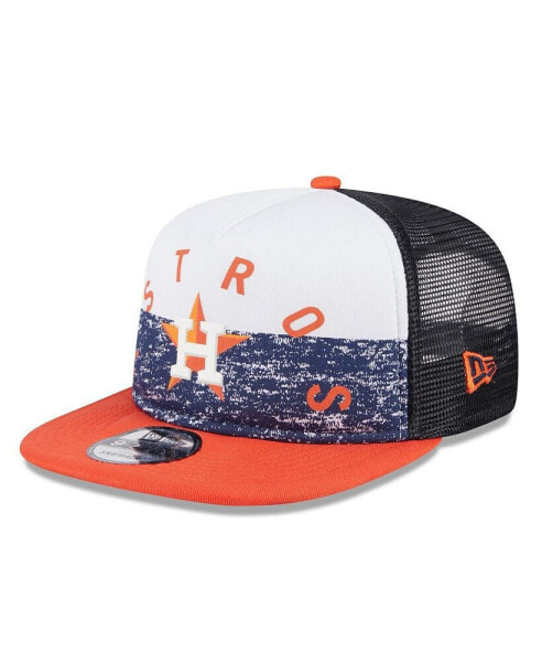 Men's White/Orange Houston Astros Team Foam Front A-Frame Trucker 9FIFTY Snapback Hat