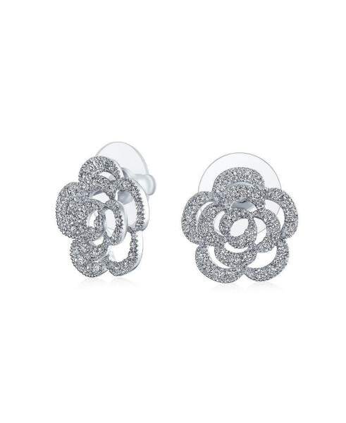 Серьги Bling Jewelry с кристаллами CZ Love Roseная Роза 15 мм