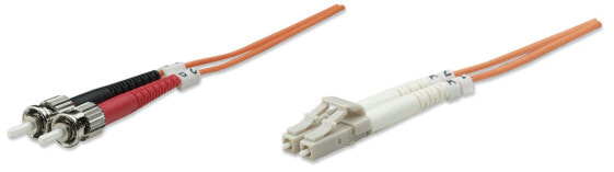 Intellinet Fiber Optic Patch Cable - OM2 - LC/ST - 10m - Orange - Duplex - Multimode - 50/125 µm - LSZH - Fibre - Lifetime Warranty - Polybag - 10 m - OM2 - LC - ST