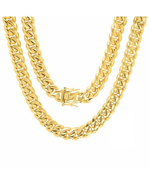 Men's 18k gold Plated Stainless Steel 30" Miami Cuban Link Chain with 12mm Box Clasp Necklaces