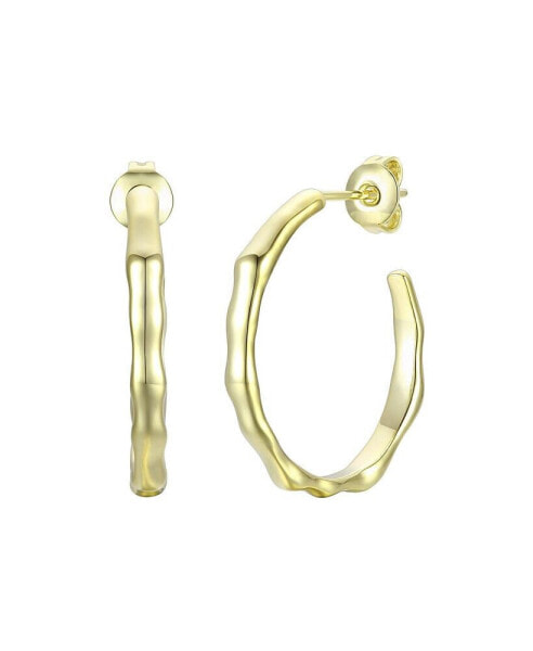Stylish 14K Gold Plated Open Hoop Earrings