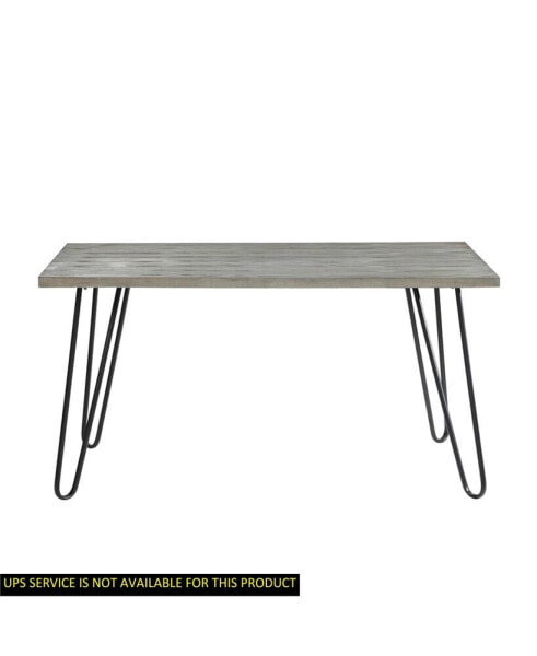 Modern Sleek Design Dining Table 1 Piece Light Gray Wooden Top Black Finish Metal Legs Dining Furniture