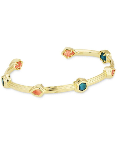 14k Gold-Plated Mixed Stone Flex Cuff Bracelet