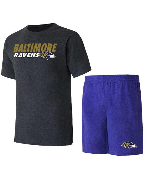 Men's Purple, Black Baltimore Ravens Meter T-shirt and Shorts Sleep Set