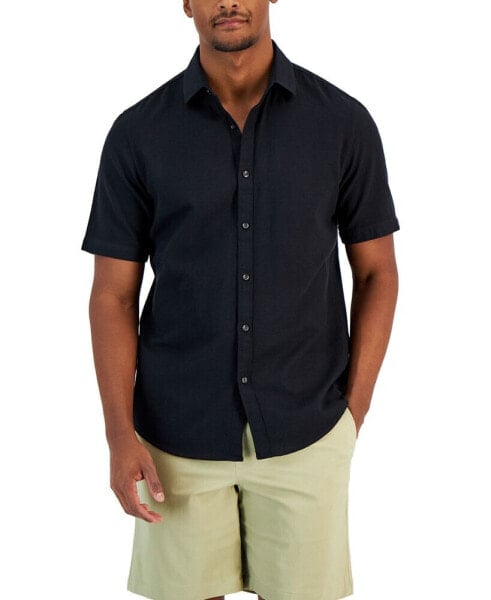 Men's Short-Sleeve Solid Textured Shirt, Created for Macy's