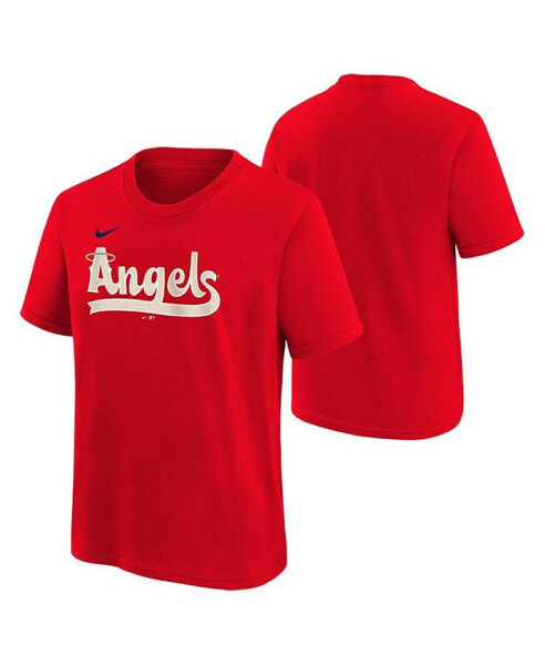 Big Boys and Girls Red Los Angeles Angels City Connect Wordmark T-Shirt