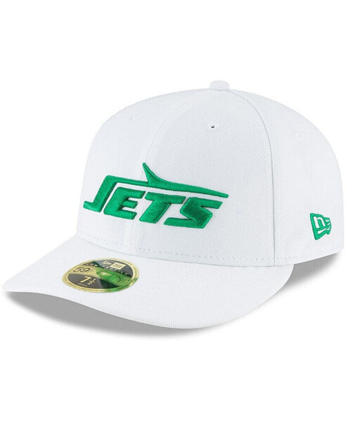 Men's White New York Jets Throwback Logo Omaha Low Profile 59FIFTY Fitted Hat